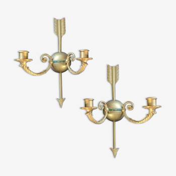 Pair of directoire style wall sconces, 1940s