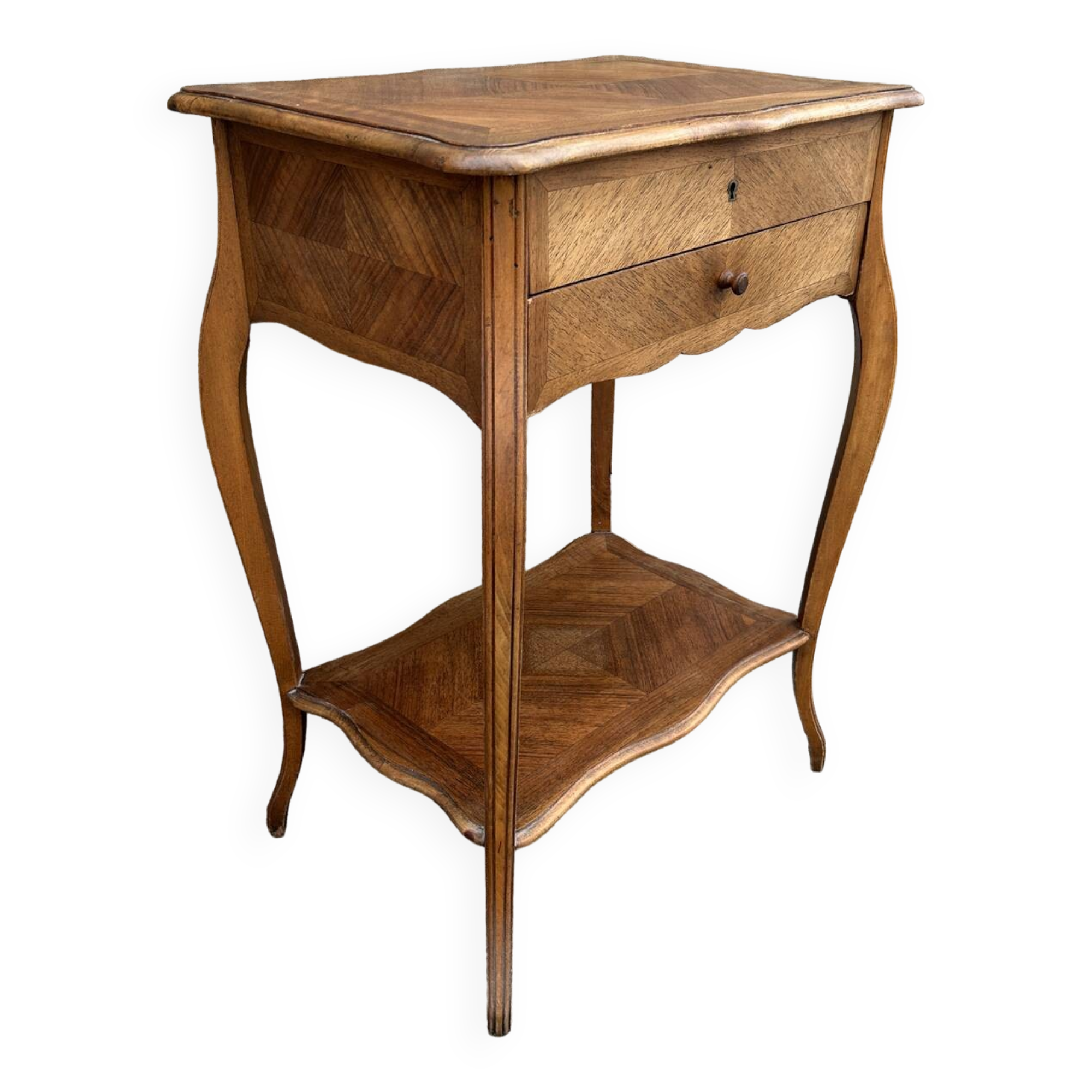 Louis XV style worker, wood and curly veneer, early 20th century