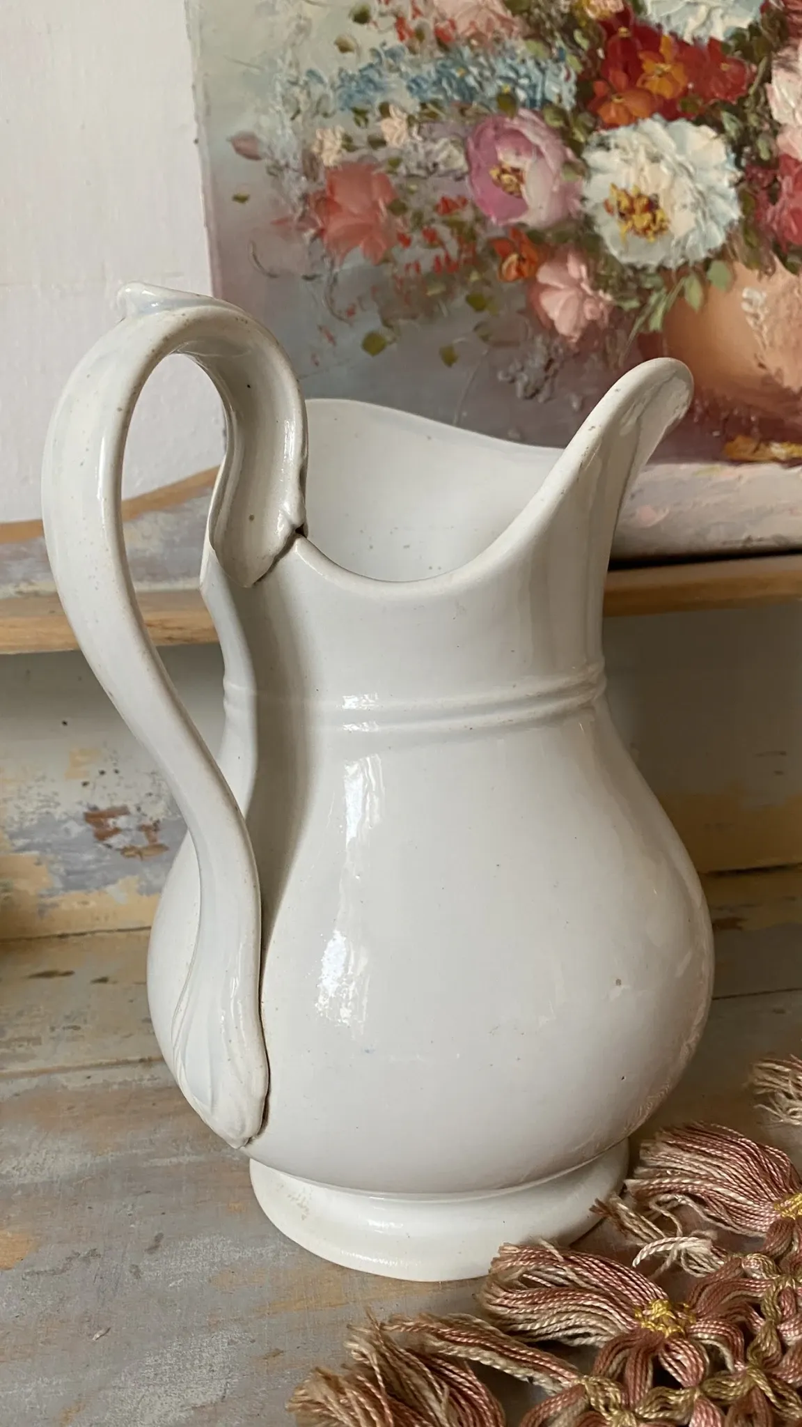 Old pitcher in ironstone Creil and Montereau Barluet (1876-1884)