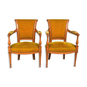 Paire de fauteuils style - merisier
