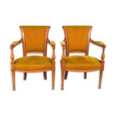 Pair of Directoire-style chairs in velvet cherry