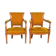 Paire de fauteuils style Directoire en merisier velours