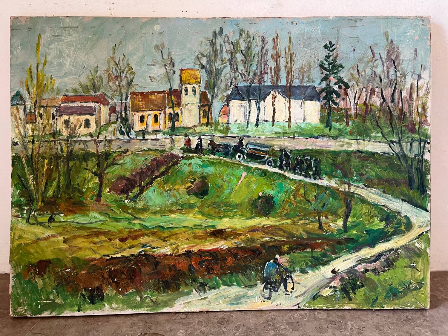 Funeral Procession, oil on panel