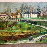 Funeral Procession, oil on panel