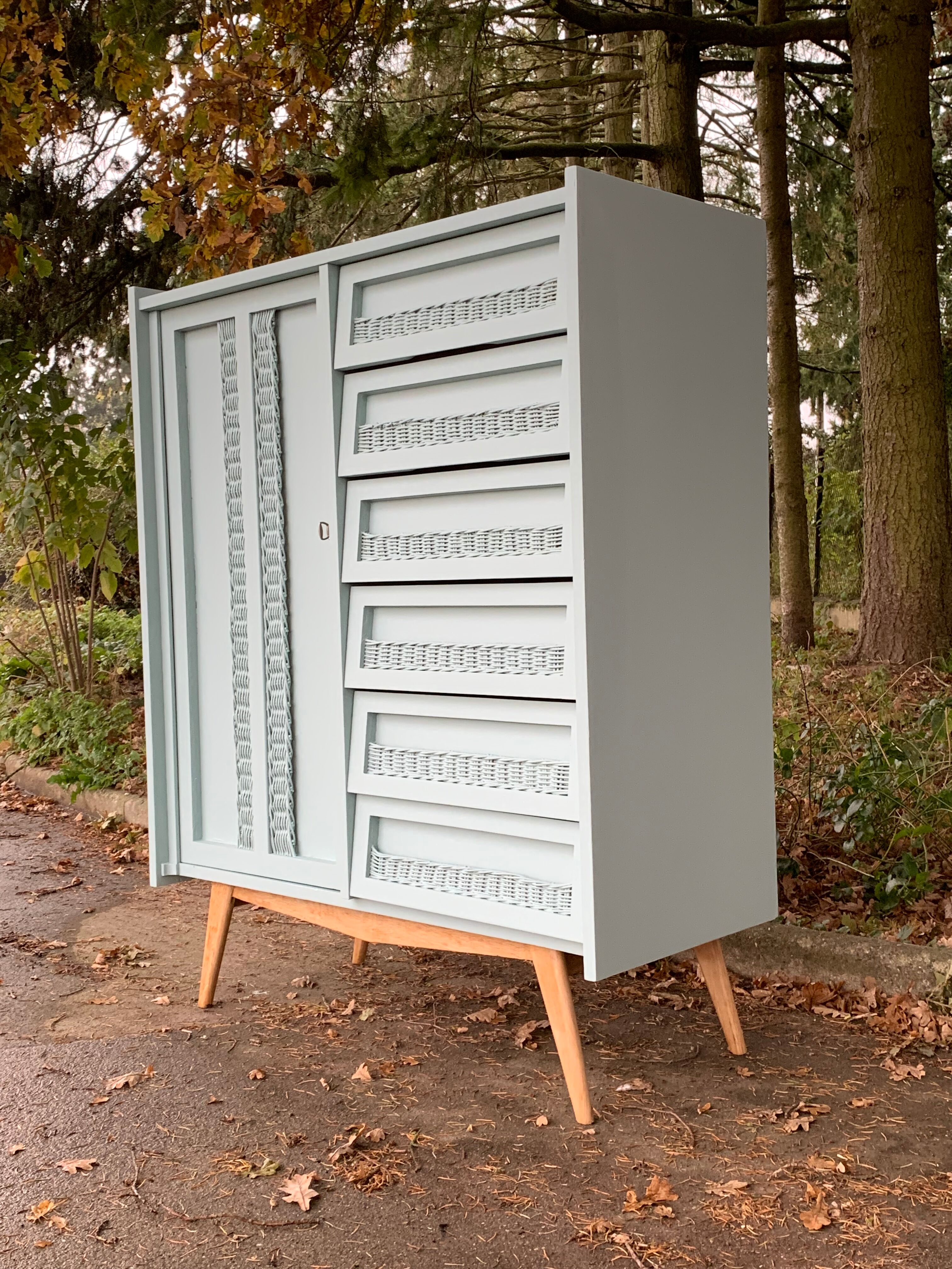 Wardrobe chest of drawers vintage compass feet 1950