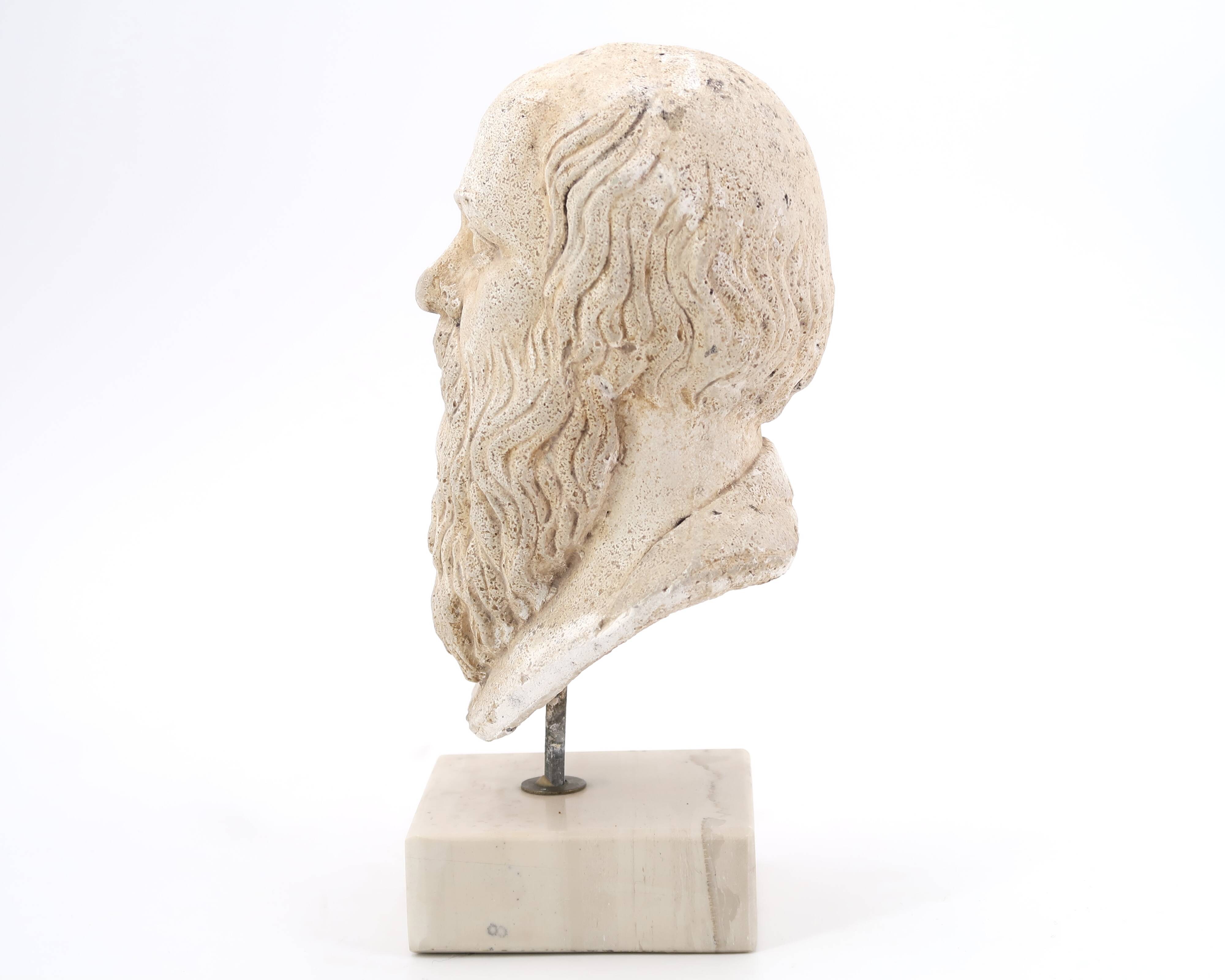 Plaster bust of a Greek man Socrates, 1970s