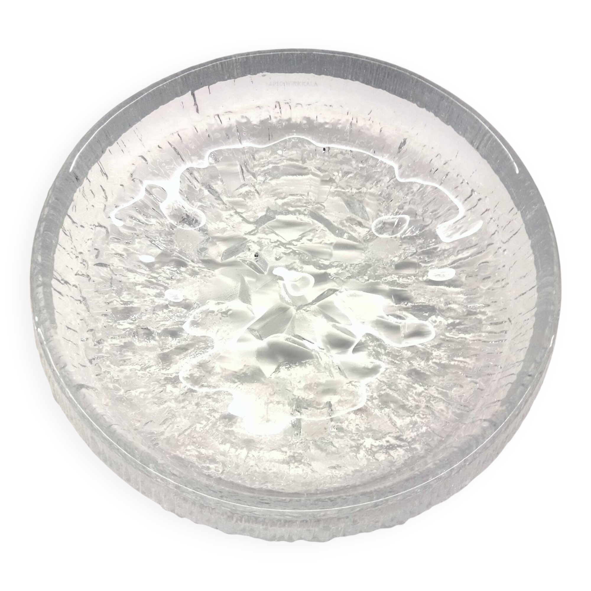Crystal Bowl Empty Pocket 28 cm Signed Tapio Wirkkala Lunaria Design Finland