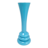 Blue opaline vase with space age rings