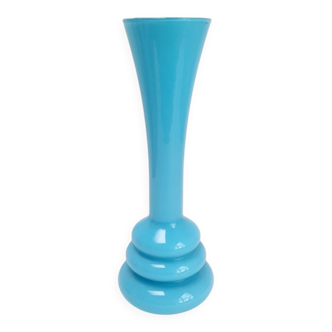 Blue opaline vase with space age rings