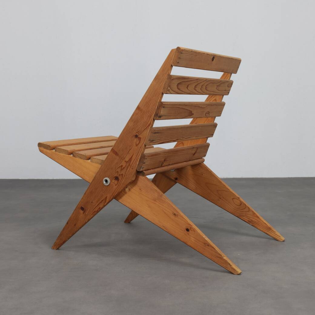 Folding chair “Scissors” in slatted pinewood, 1970s