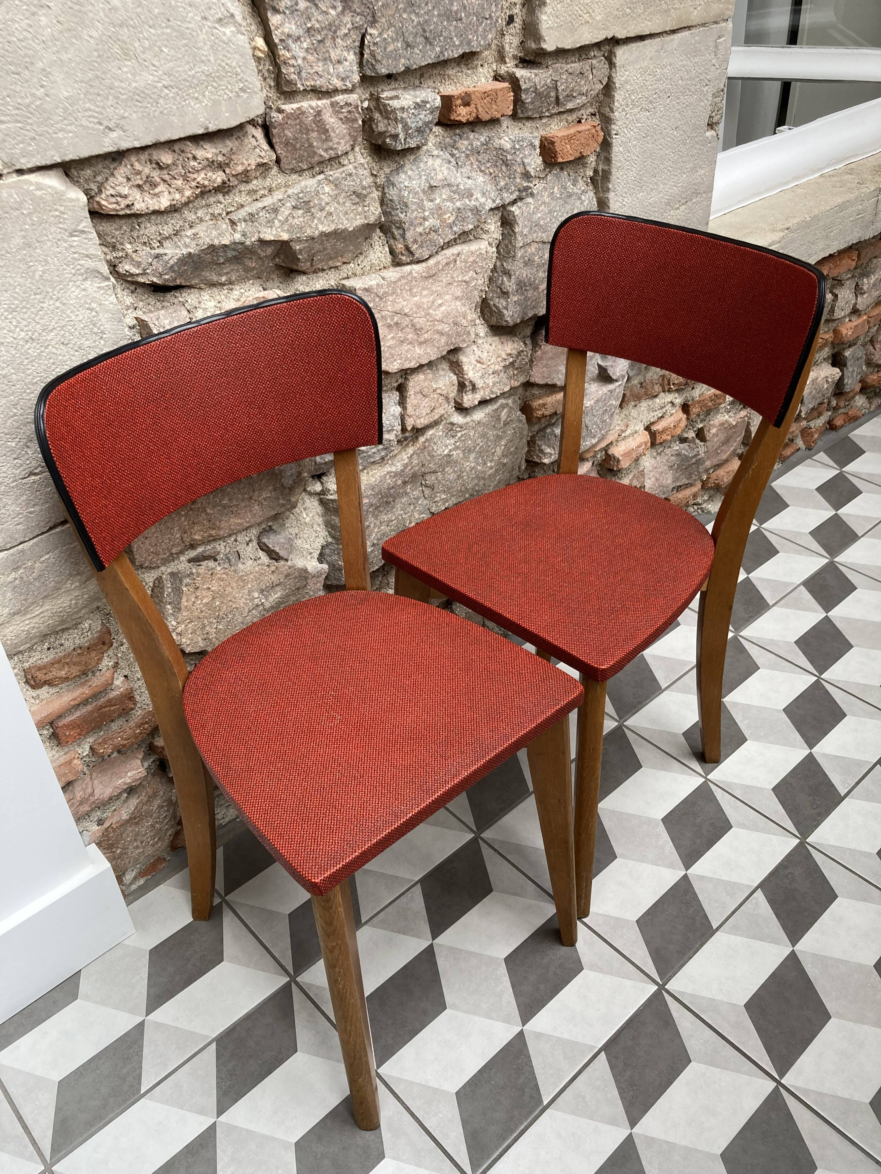 Pair of red bistro chairs