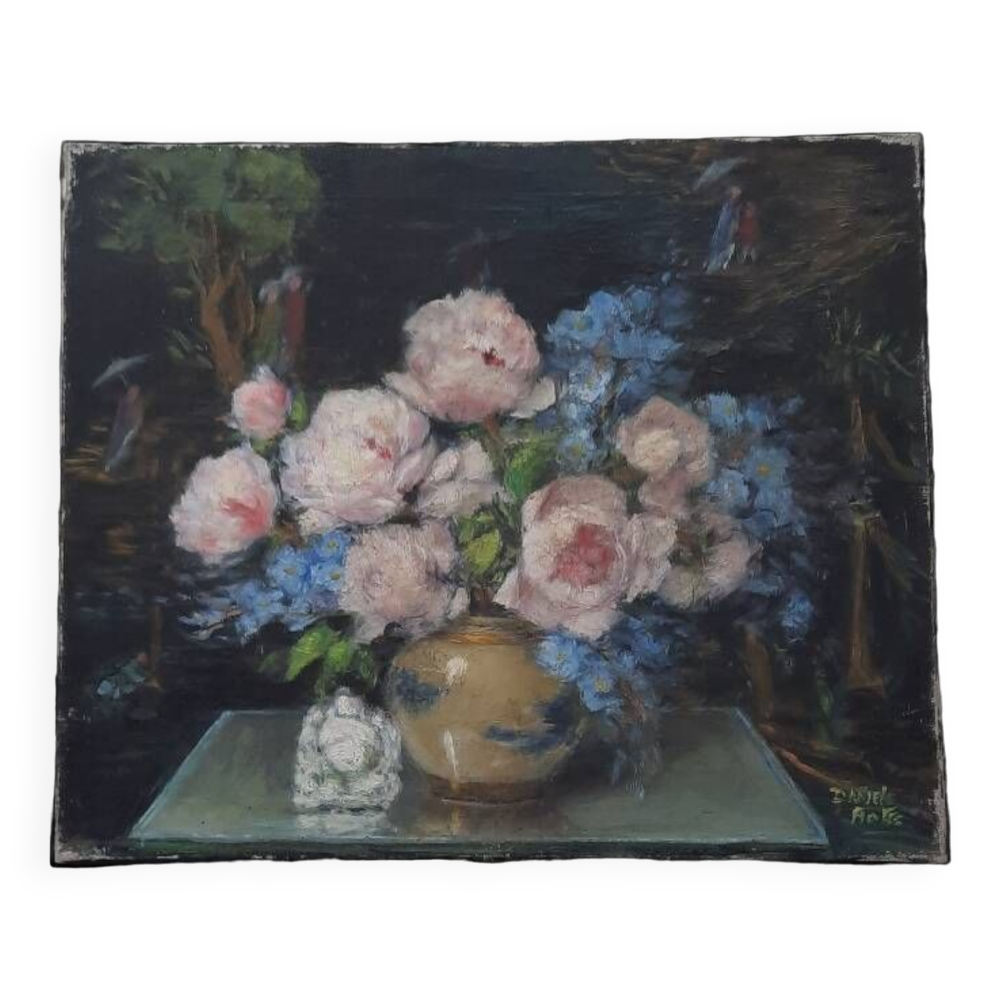 Chinese shadow painting and old roses