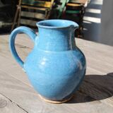 Blue ceramic pitcher