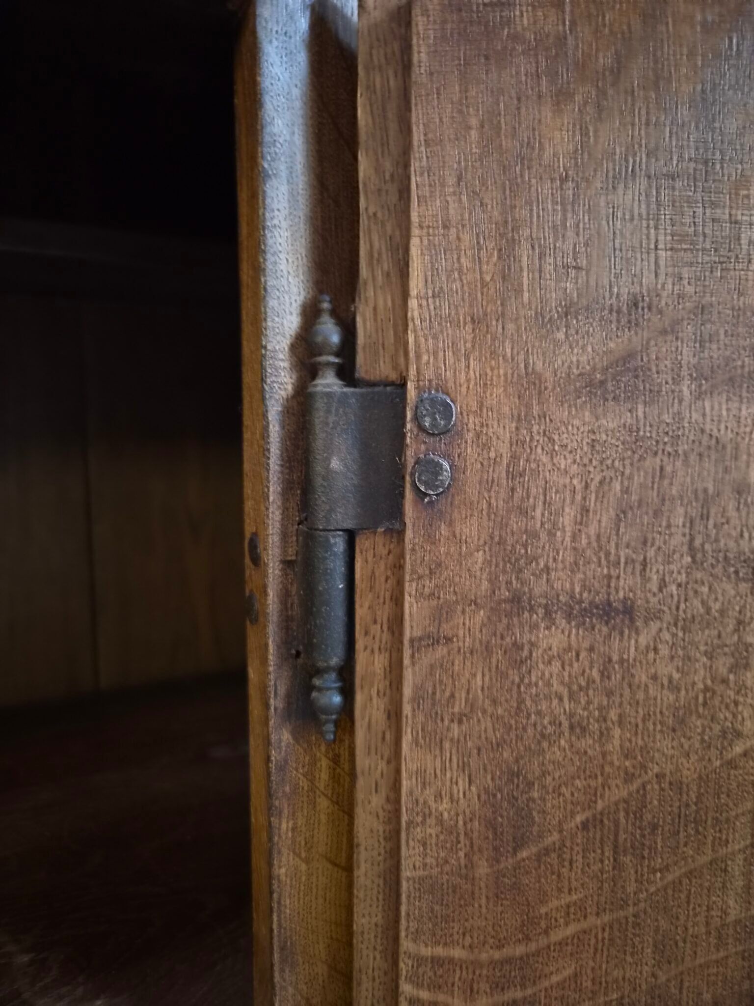 French antique oak wardrobe with one door, 18th century.
