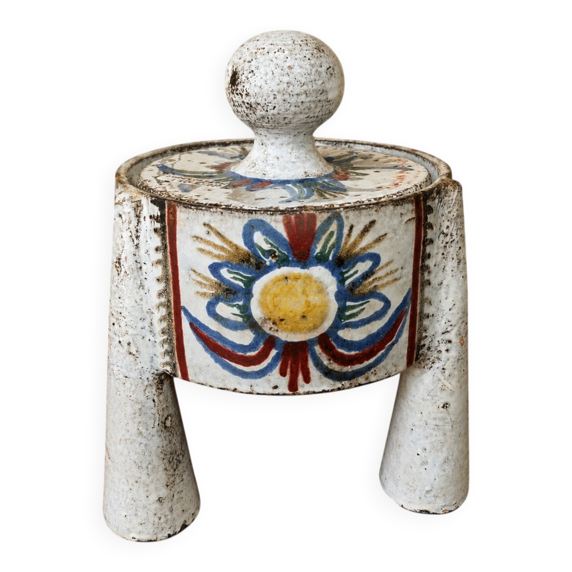 Covered tripod box in ceramic – Atelier Le Mûrier in Vallauris