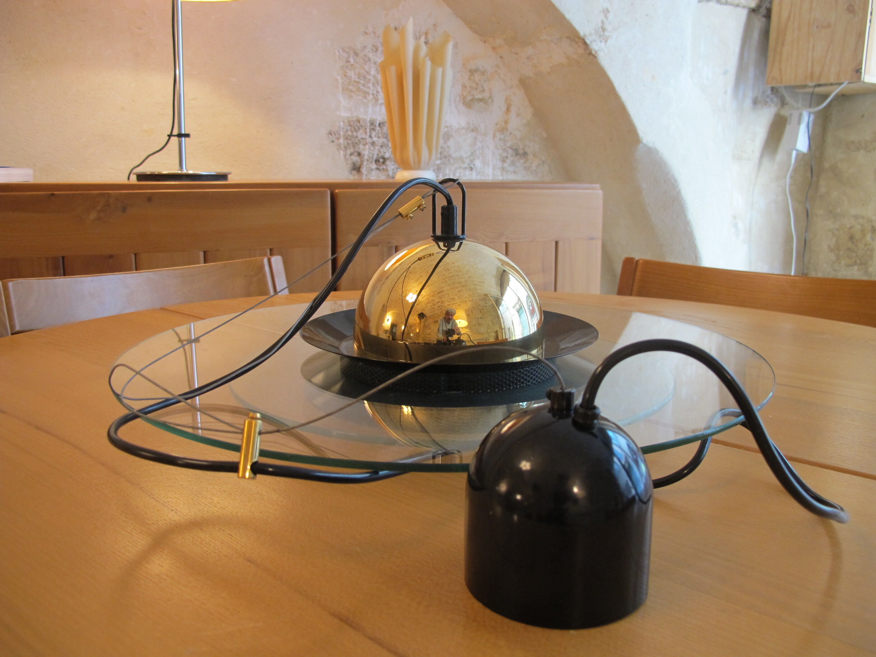 Glass and metal suspension lamp edition Massive Belgium