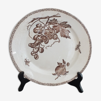 Round dish n°3 Choisy le Roi en Terre de Fer decoration fruits and insects