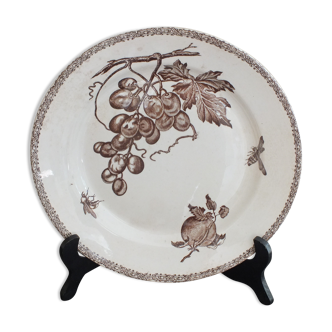 Round dish n°3 Choisy le Roi en Terre de Fer decoration fruits and insects