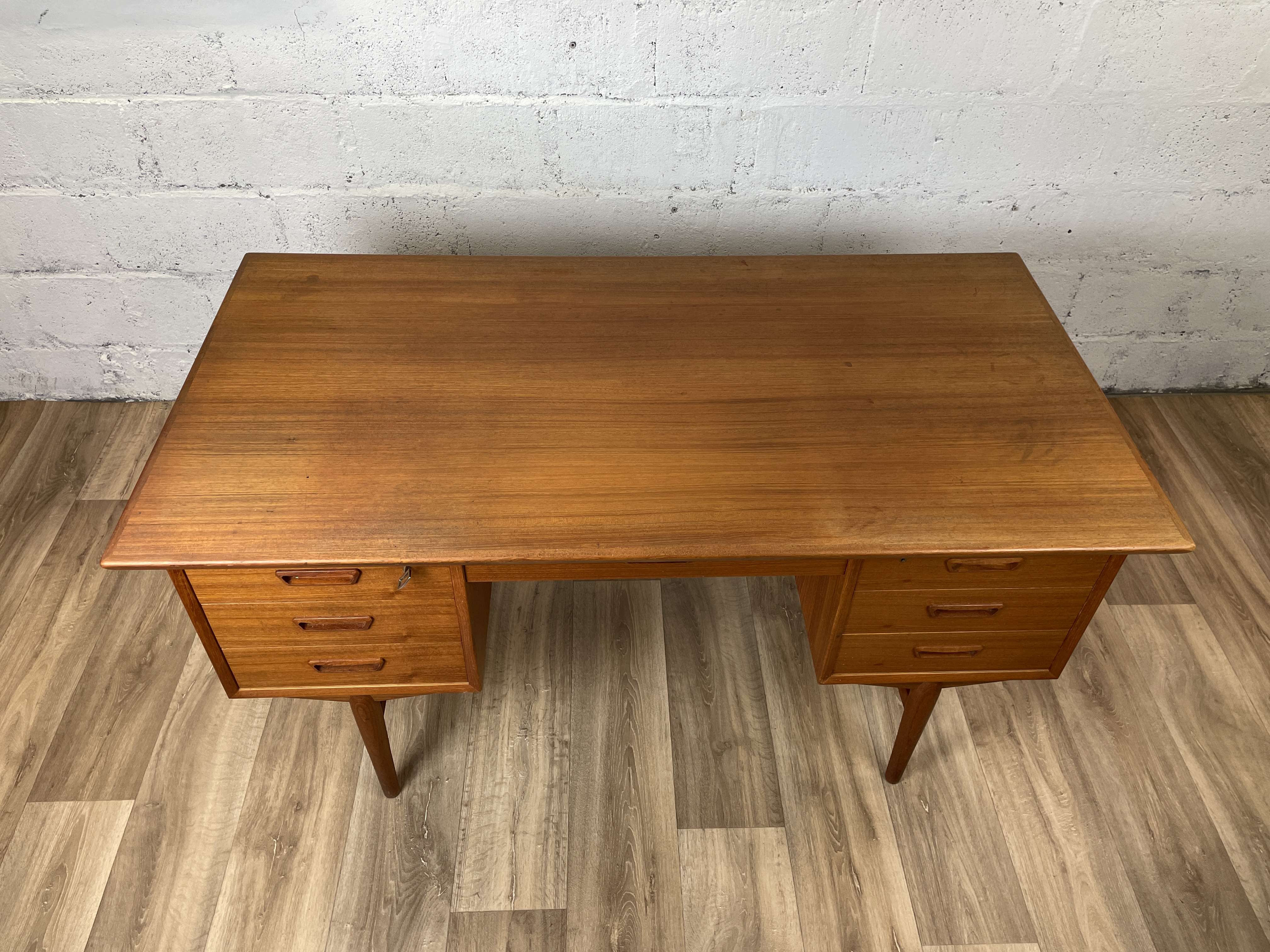Vintage Scandinavian double-sided teak desk, 60s