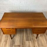 Vintage Scandinavian double-sided teak desk, 60s