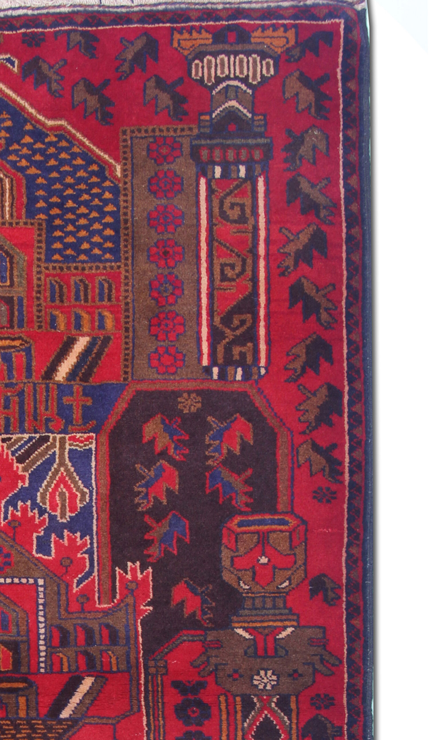Tapis persan tissé à la main traditionnel tribal red wool living area rug - 113x200cm