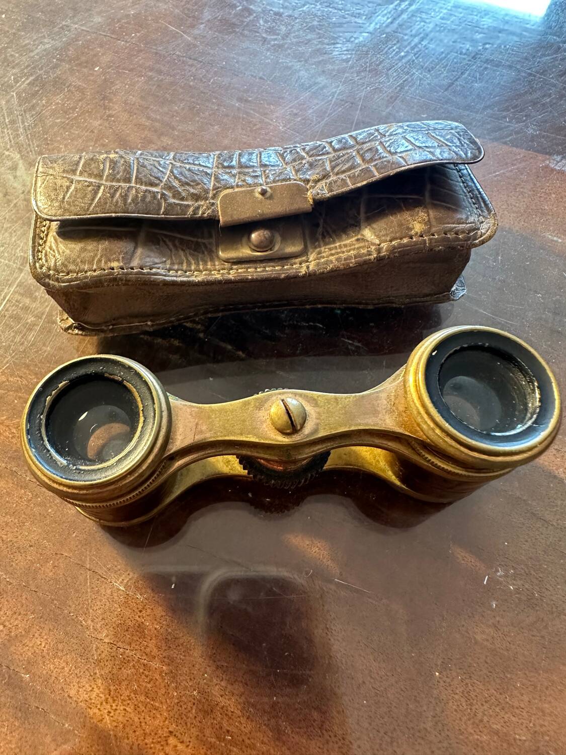 Theater binoculars early 20th century - Crocodile case