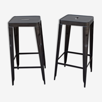 Pair of black metal stools