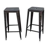 Pair of black metal stools