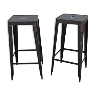 Pair of black metal stools