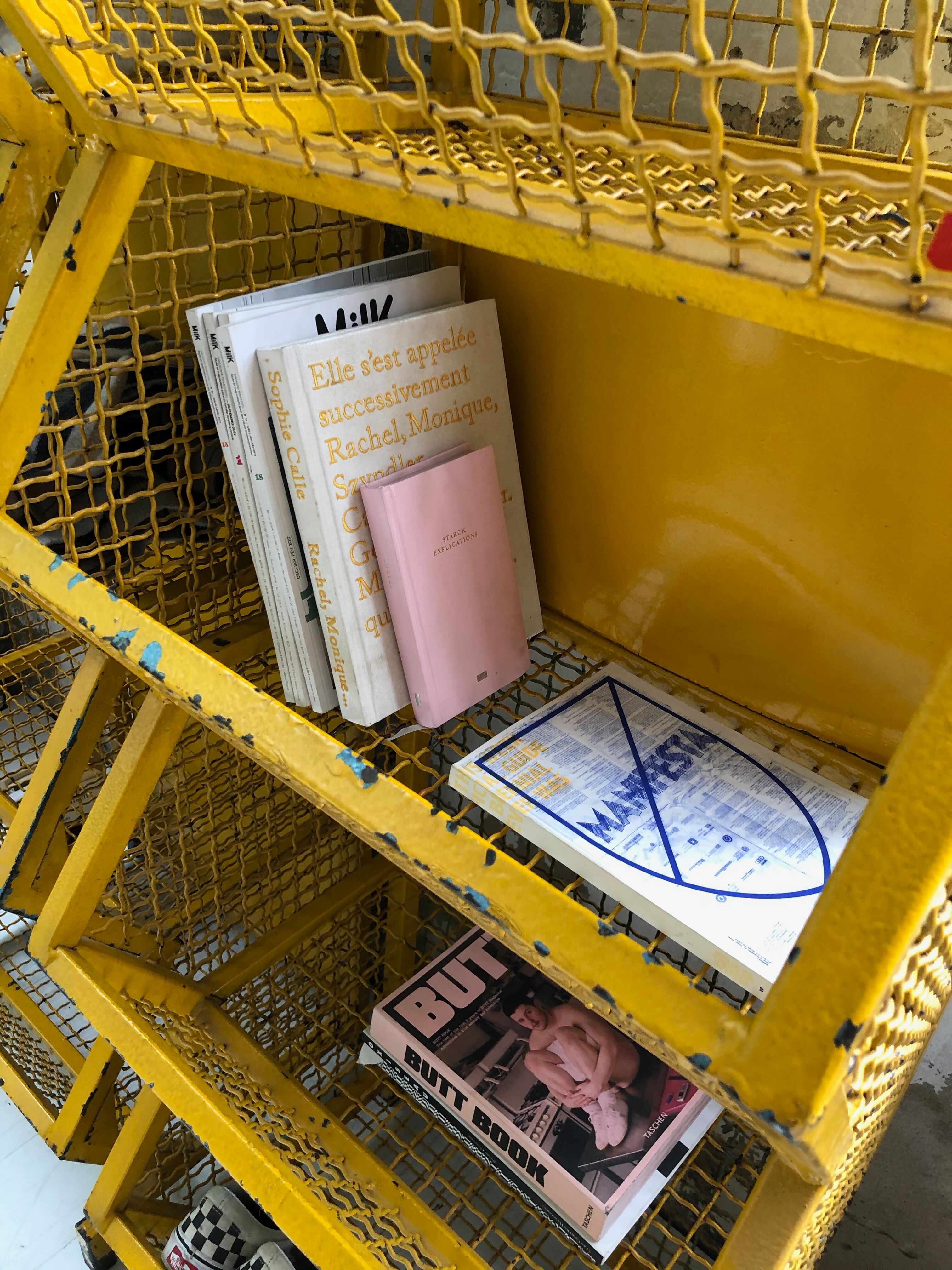 Industrial storage shelves yellow