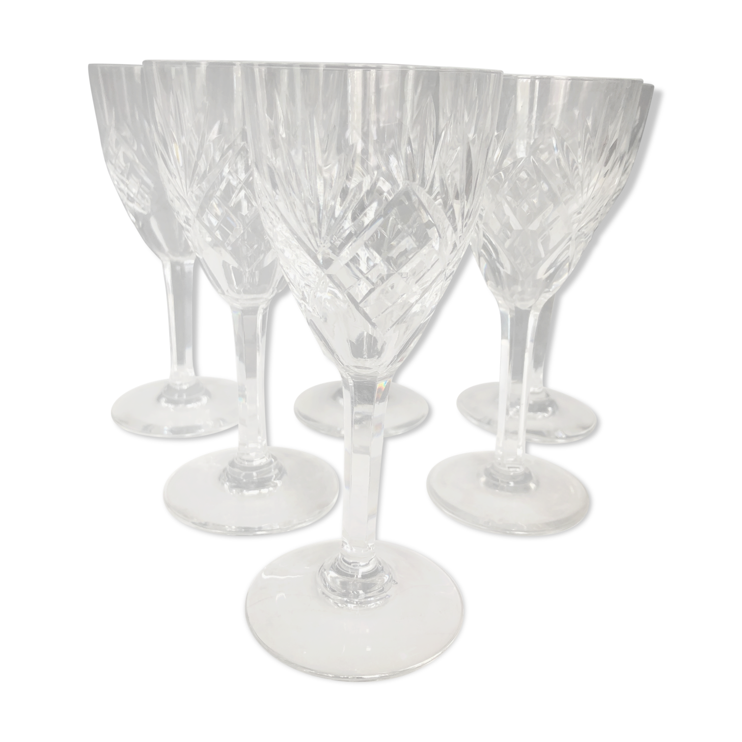 Set de 6 verres à vin en cristal taillé de Saint Louis modèle Chantilly