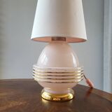 Lampe à tafel art déco, verre clichy rosé avec couleur goudkleurige afwerking, Frankrijk