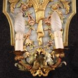 Pair of lacquered and gilded Italian Louis XVI style wall lamps