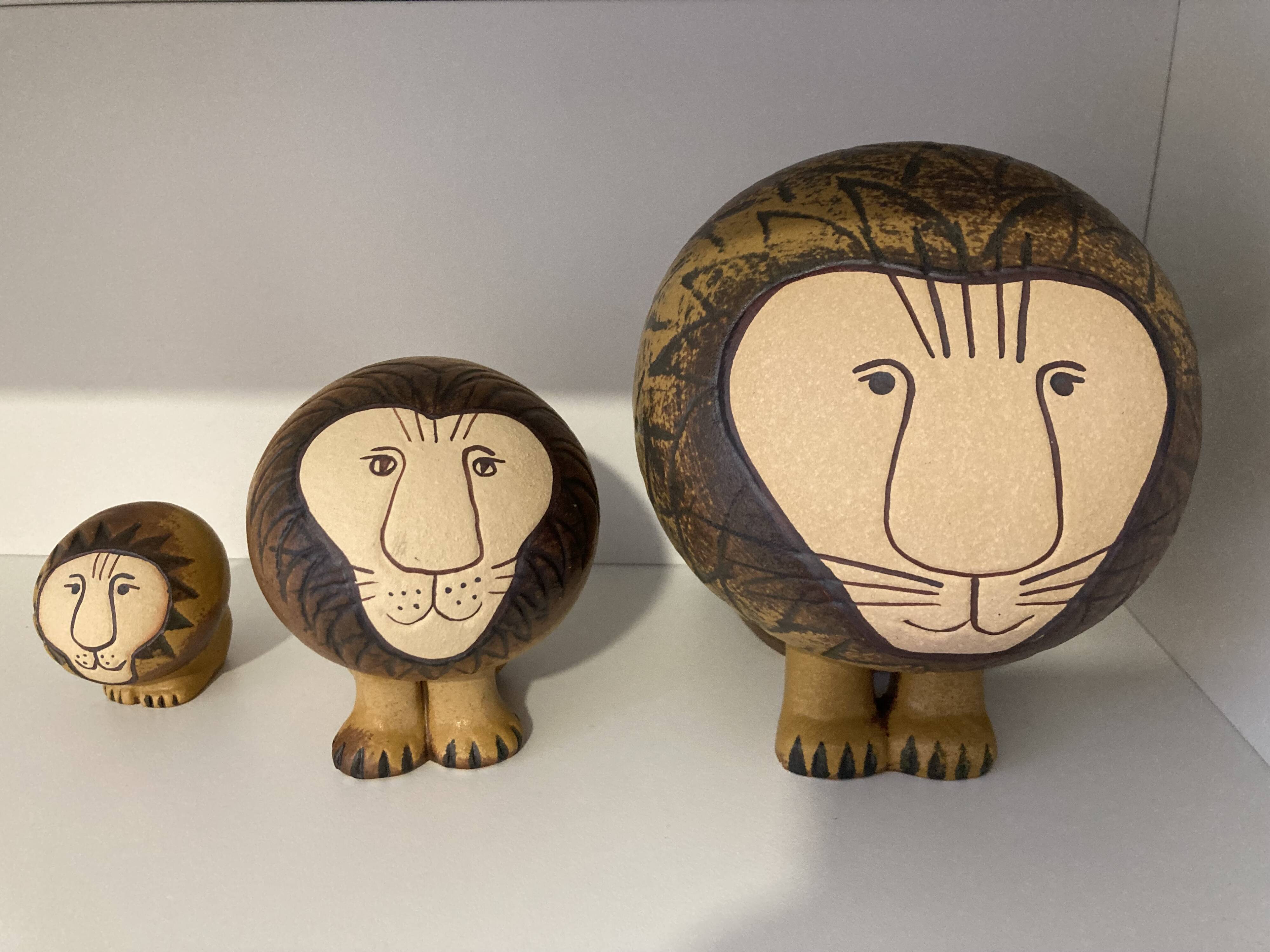 3 Lions in Ceramic by Lisa Larson for Gustavsberg