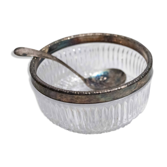 Ancient crystal sugar with vintage spoon