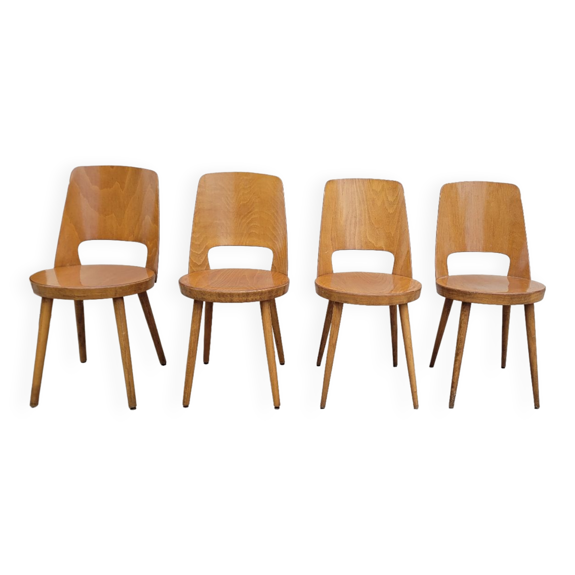 Series of 4 Baumann bistro chairs model Mondor 1950 vintage
