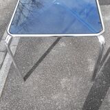 Smoked glass table and chrome space age 1975