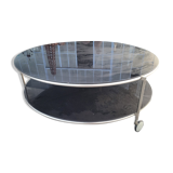 Round coffee table top in black glass