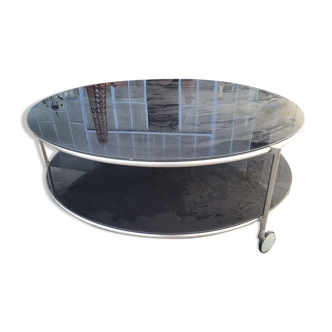 Round coffee table top in black glass