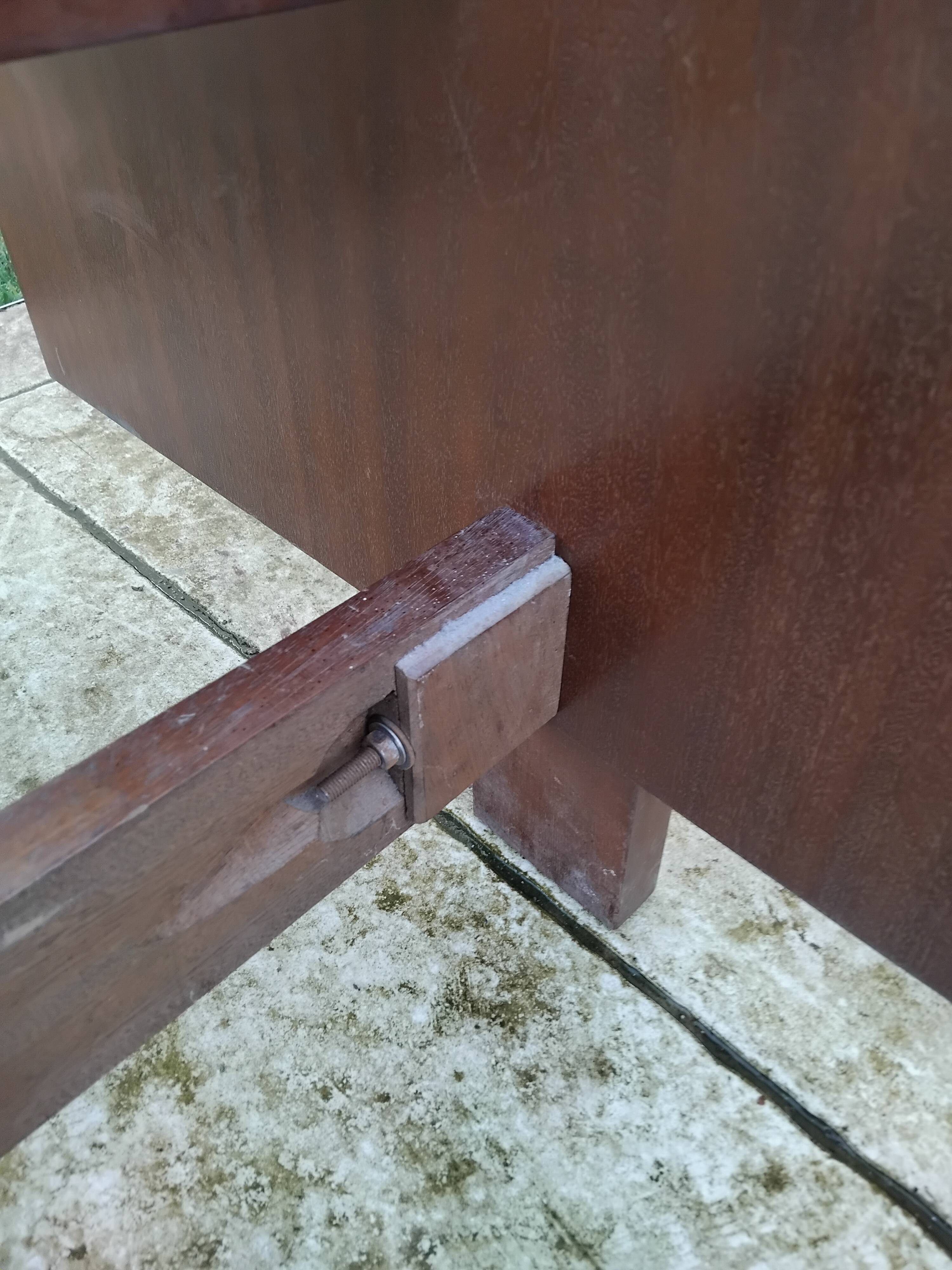 Vintage Scandinavian teak adult bed from the 60s and 70s bedside table.