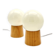 Pair of lamps with wooden base and glass globe, 1970s