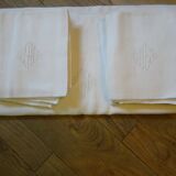 Tablecloth and its 12 monogrammed linen towels