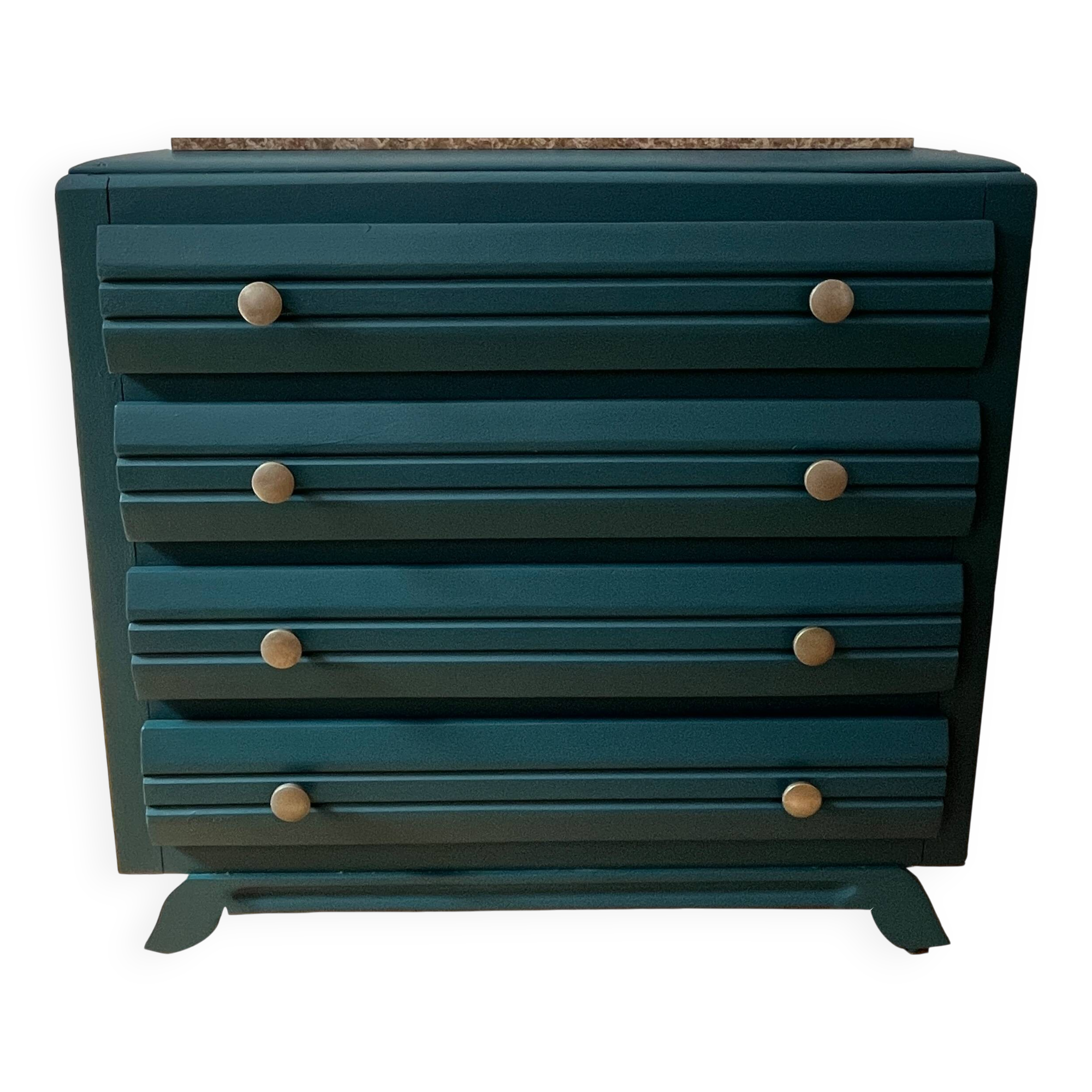 Vintage chest of drawers - 1950s - marble - midnight blue