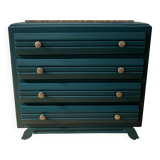 Vintage chest of drawers - 1950s - marble - midnight blue