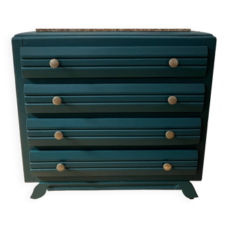 Vintage chest of drawers - 1950s - marble - midnight blue