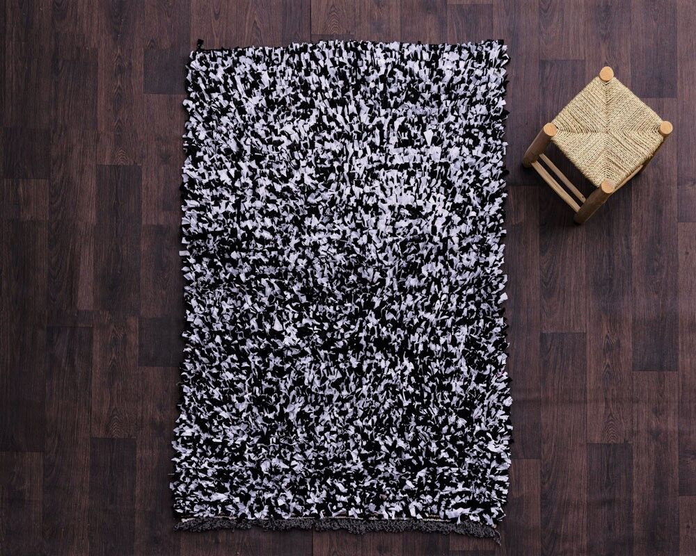 Berber carpet boucherouite black 115x175 cm