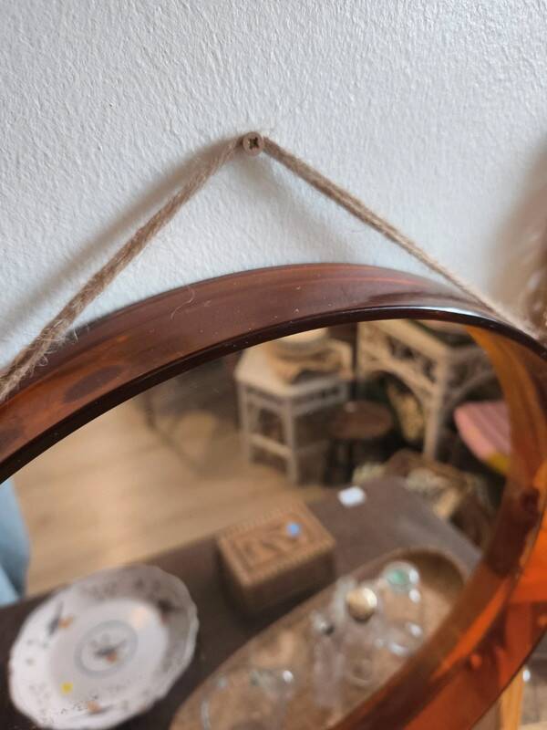 Miroir vintage en plastique orange seventies