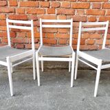 Ensemble de 3 chaises vintage stol kamnik en bois blanc : design scandinave des années 1970