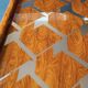 Two wooden and glass trays