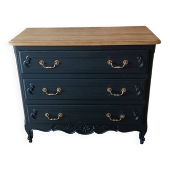 Louis XV style chest of drawers in solid oak